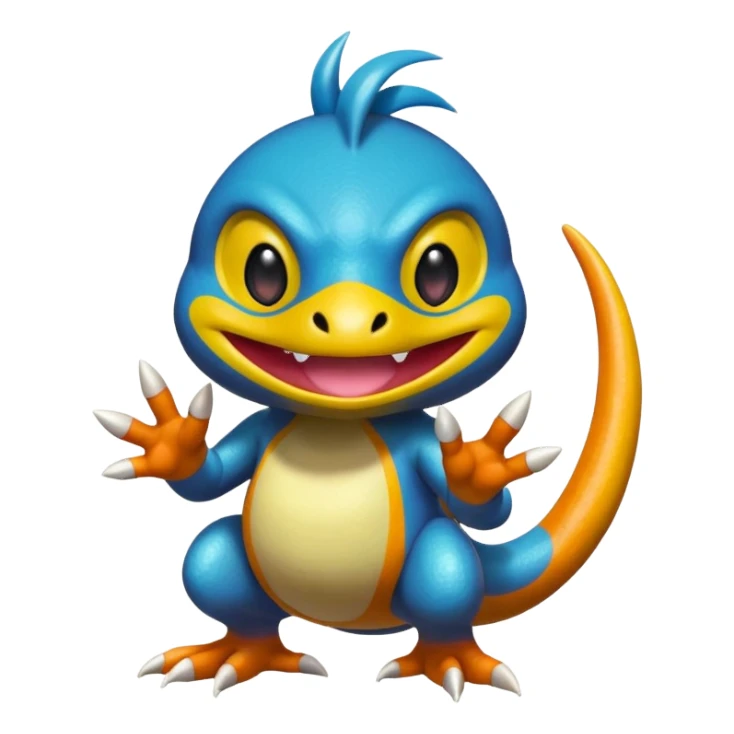 Elemental shimmering lucky charming smiling cute Croagunk-Dragalge-Hawlucha-Pokémon-Fakémon-hybrid-creature sticker