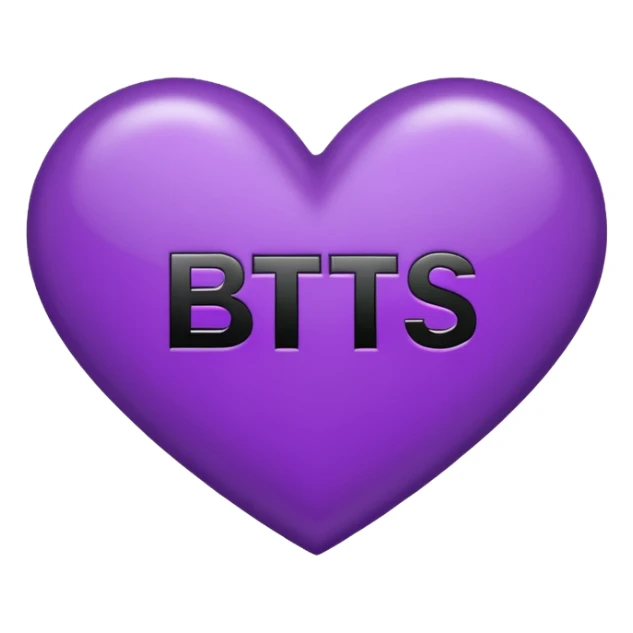 Purple Heart with a black word inside ‘BTS’ sticker