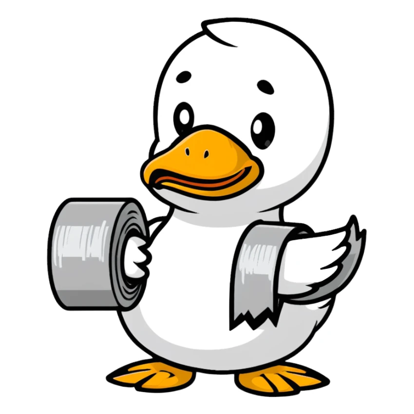duck holding a roll of duct tape sticker