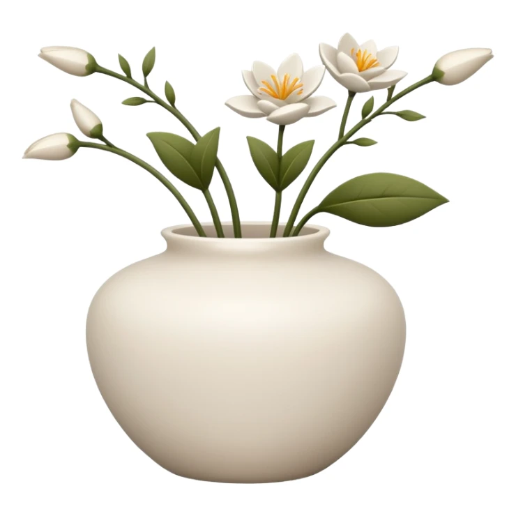 A ceramic vase with ikebana style floral arrangements sticker