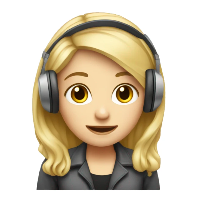 Audio technician girl blonde with an audio desk sticker