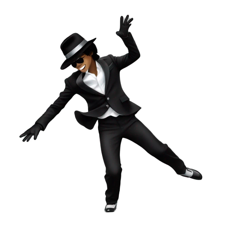 “Michael Jackson in a black suit, white glove, and fedora, striking a dance pose.” sticker