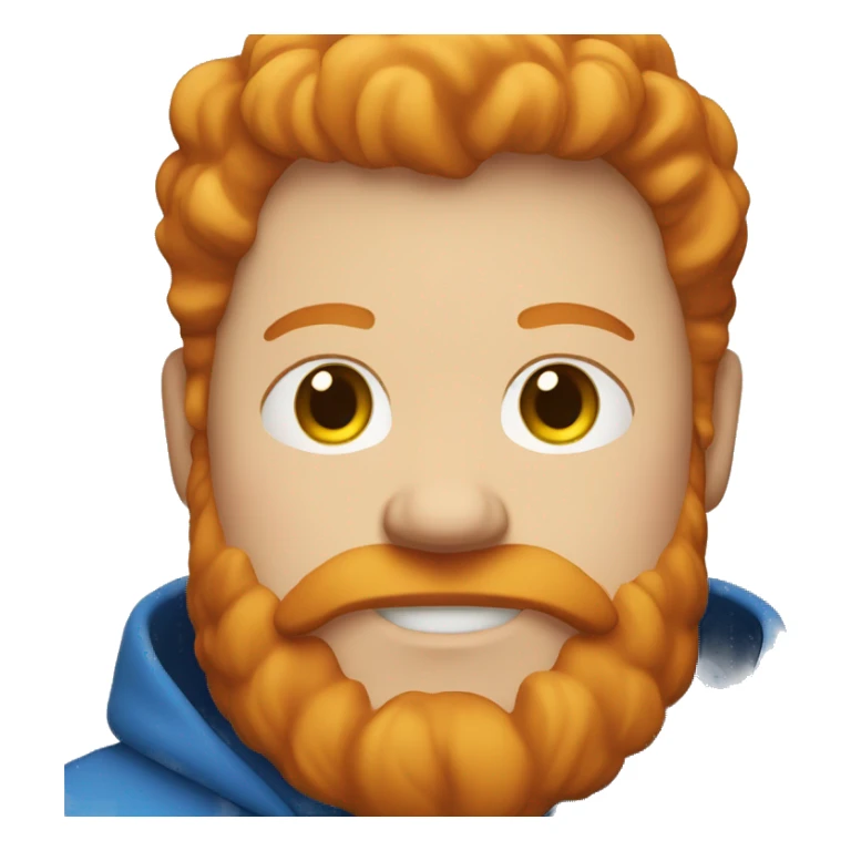 a fat ginger guy with a beard and a blue hoodie sticker