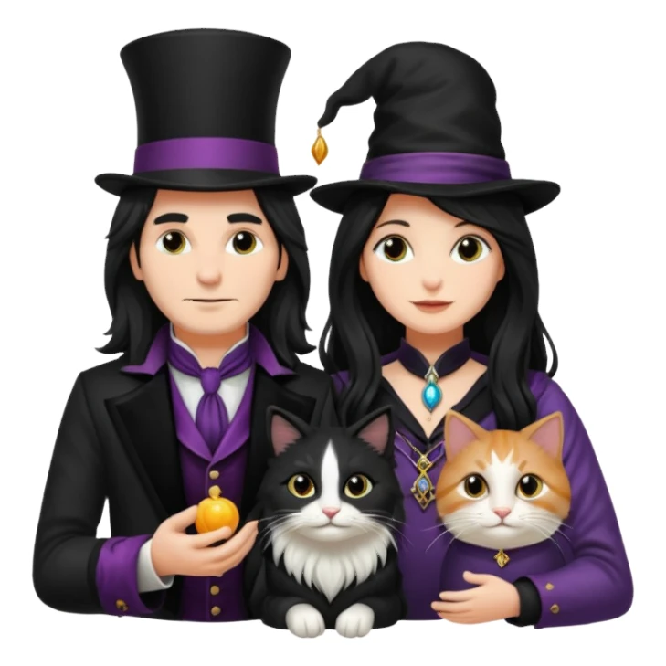 LonfGmagician couple and their pet cat sticker