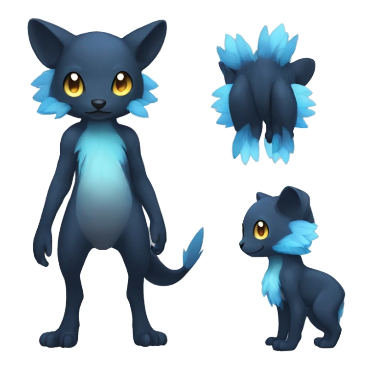 Cute cool black blie animal hybrid Fakemon full body sticker