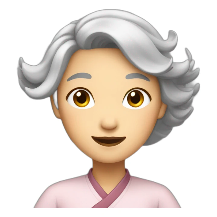 Chinese lady with gray hair doing yuga move sticker
