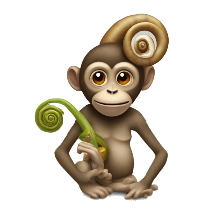 The head of a monkey attached to a snail sticker