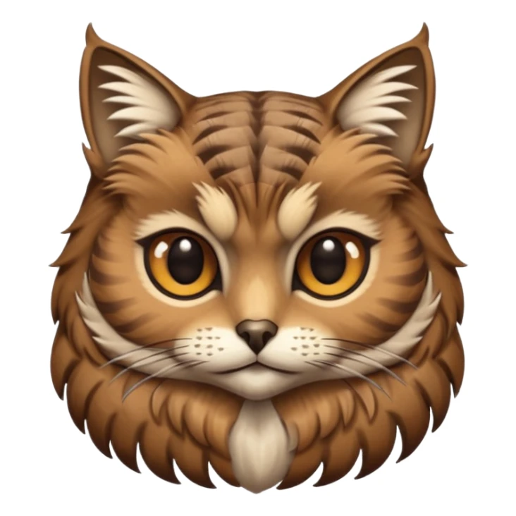 A animal with a Owl body brown tabby cat head and tail sticker