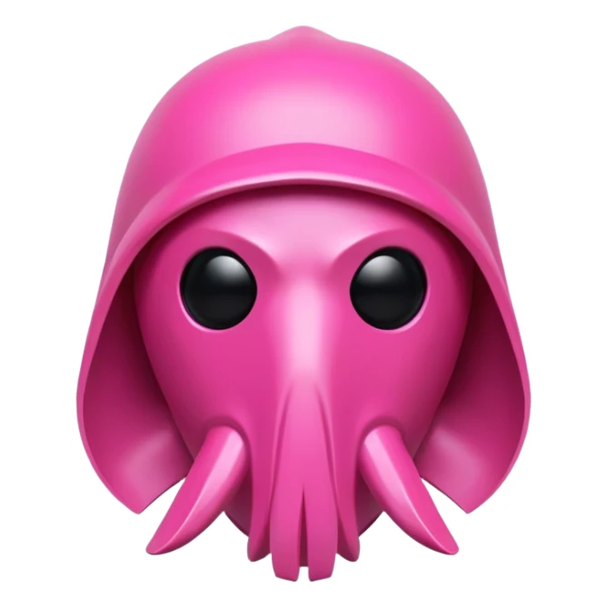 Squid Game pink guard mask with square shape on face, 3D style, smooth and glossy sticker