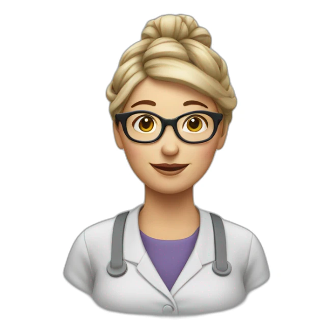 lunch lady with glasses and a bun in hair sticker