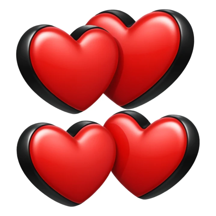 Tres corazones juntos negro rojo y negro sticker