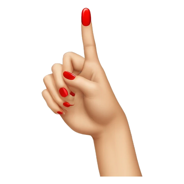 woman hand pointing with index finger, red nail varnish.  sticker