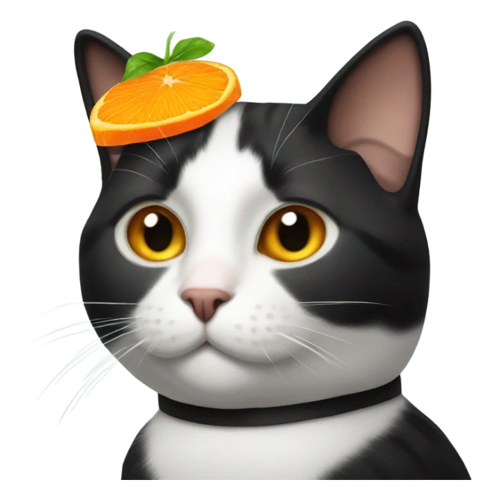 tuxedo cat with orange jello on head sticker