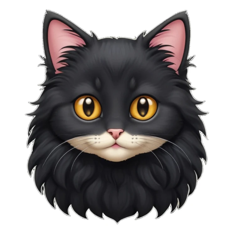 Cute long hair black kitten sticker