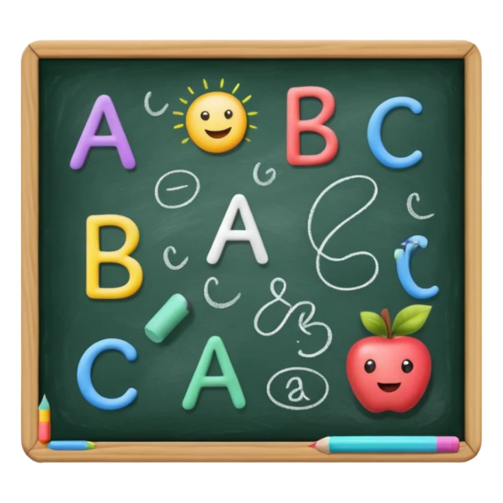preschool classroom blackboard with A, B, C and doodles sticker