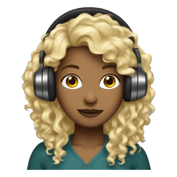 dark blondie wearing headphones curly hair  sticker