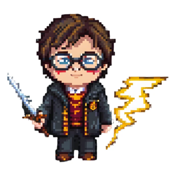 Harry Potter with glasses and a lightning scar sticker