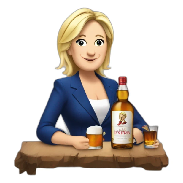 Marine le Pen qui voit un whisky sticker
