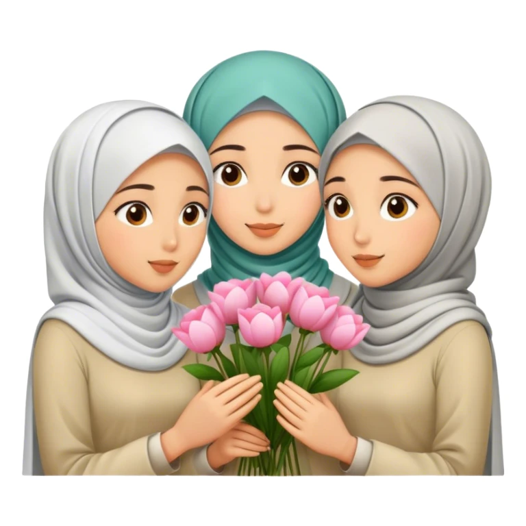Girls in hijab smell beautiful flowers sticker