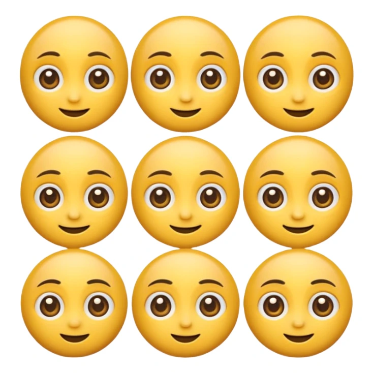 Cartoon emoji faces with big eyes looking in different directions — left, right, up, down — but all smiling” sticker