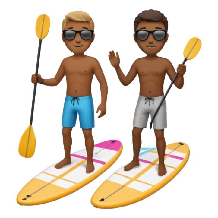 paddleboarding 2  buddies one black  male wafer sticker
