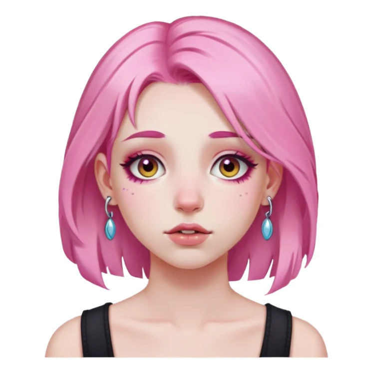 pale girl with pink hair and face piercings sticker