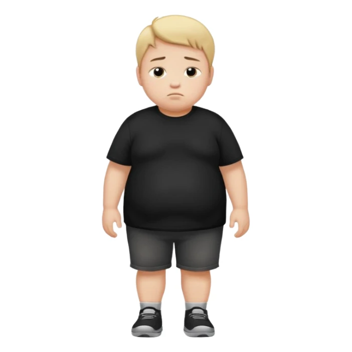 sad fat young boy in black t shirt walking  sticker