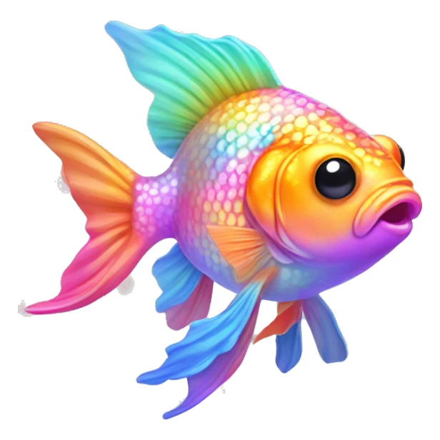One bedazzled rainbow pastel neon goldfish sticker