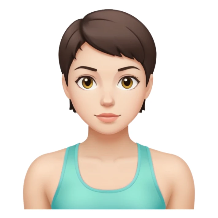 Pastel pink gym girl short brunette hair sticker