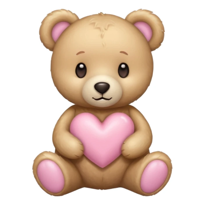 beige teddy bear and a pink pastel heart sticker