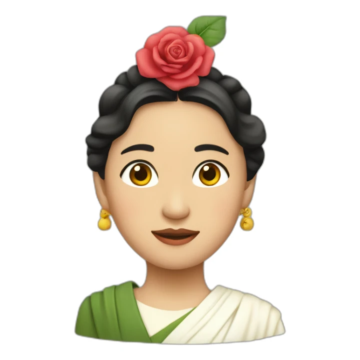 Aung San Su Kyi with a rose on her head sticker