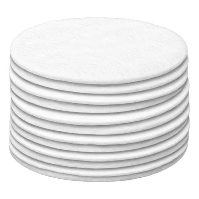 A long pile of 100 round flat thin cotton pads sticker