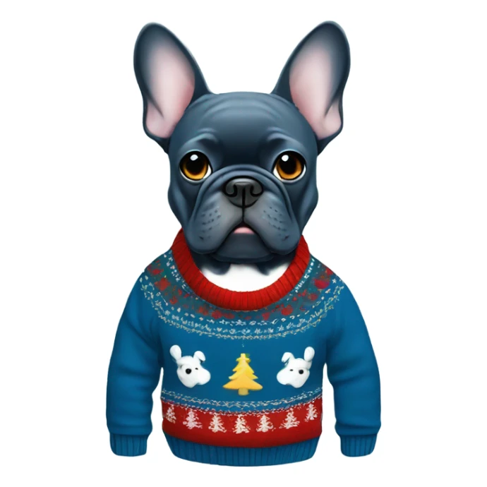 Blue French bulldog Christmas sweater  sticker