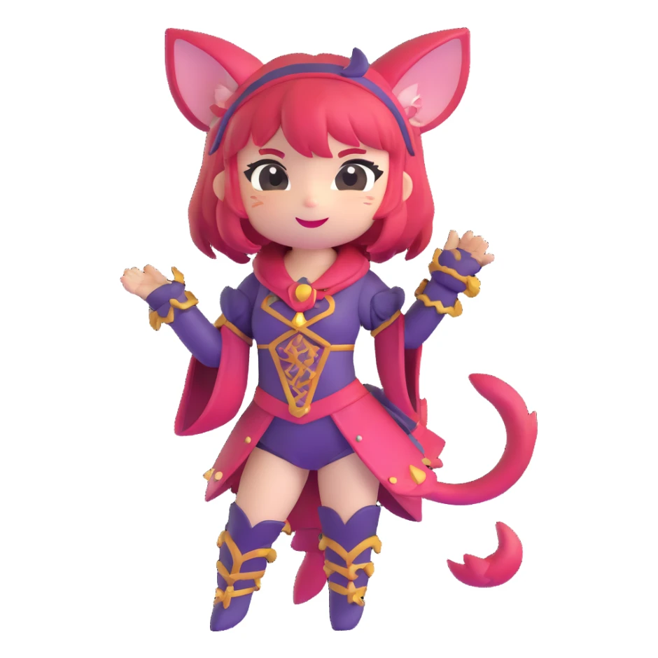 chibi catgirl with fantasy outfit, playful expression sticker