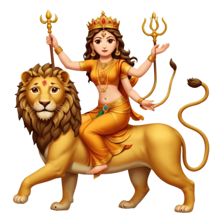 Divine Mother Durga & Lion in traditional pose. sticker