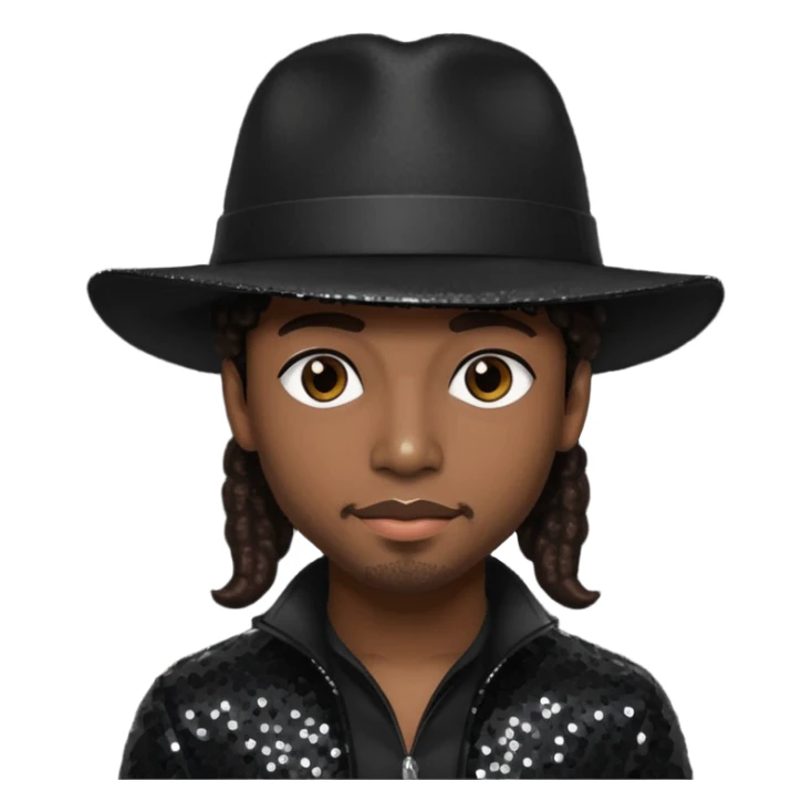 Kamal "Chance" Givens with dark brown hair, black sequin outfit, black hat sticker