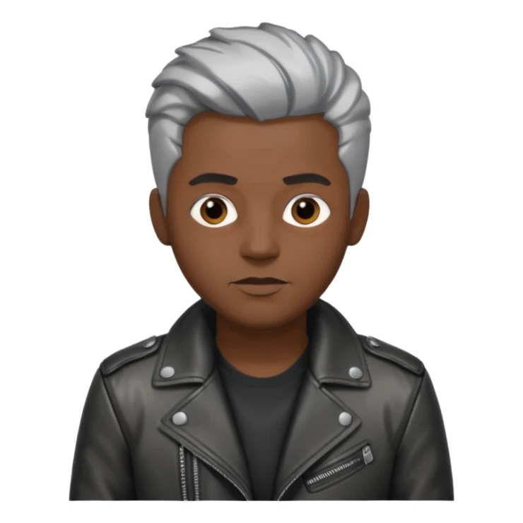 black man with metalic hair lether jacket sticker