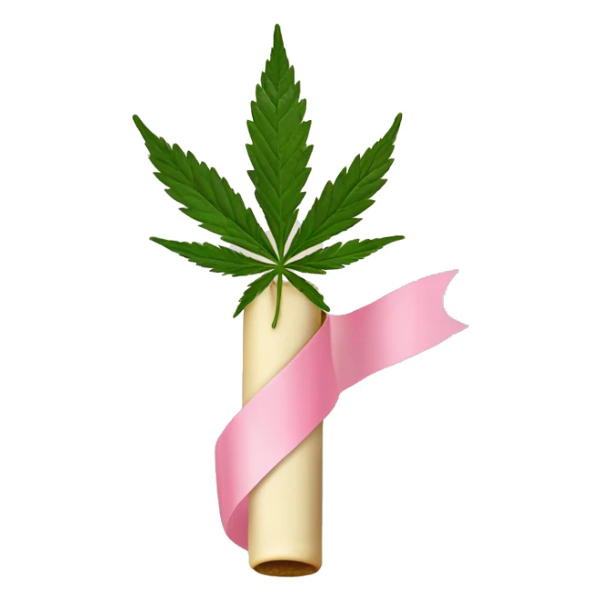 Rolled cbd joint with light baby pink ribbon on it sticker