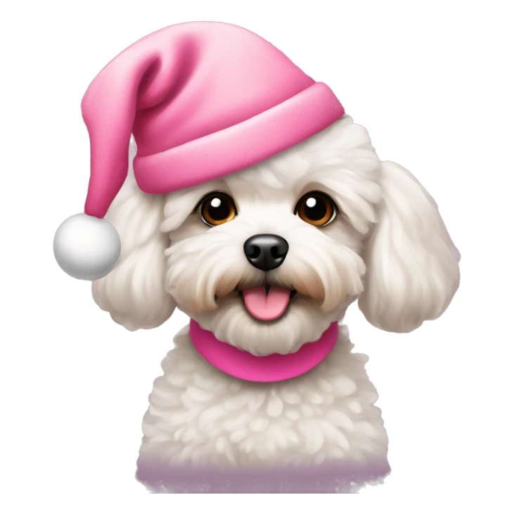 Maltipoo wearing a pink Christmas hat  sticker