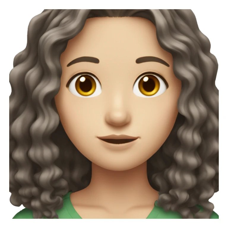 
a white girl with shoulder length wavy very dark brown hair sticker