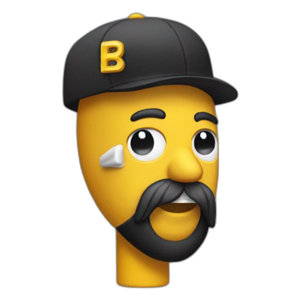 pez Reineta con barba, ropa amarilla y una gorra negra sticker