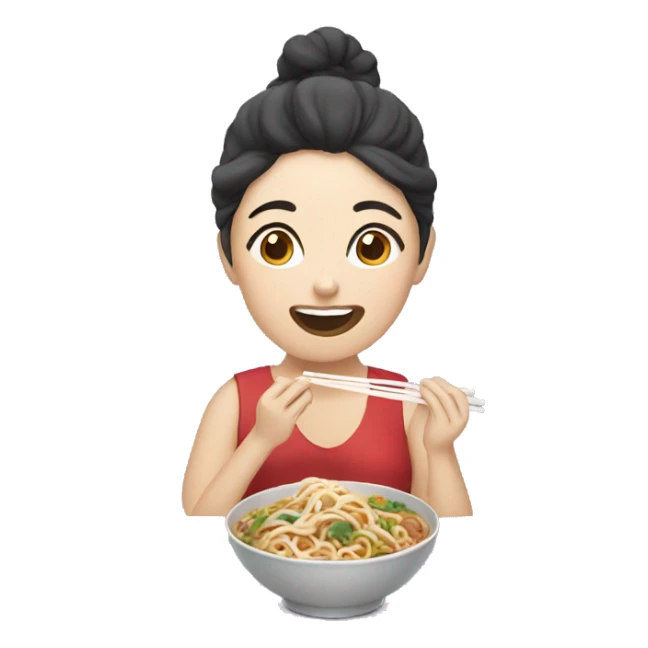 woman eating korean noodles sticker