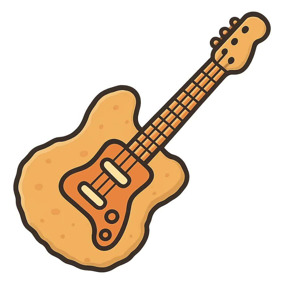 flat toon style chicken nugget guitar sticker