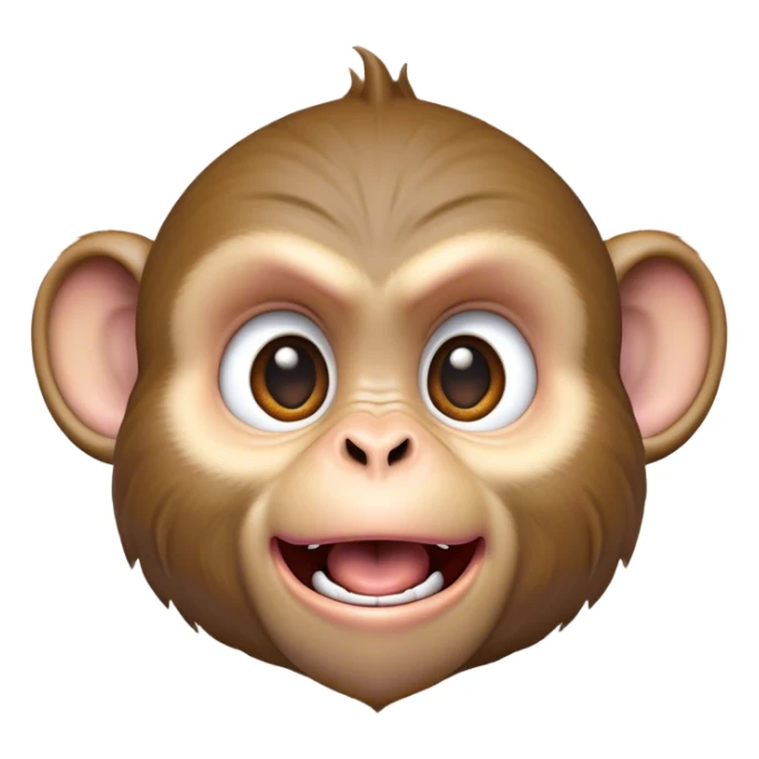 Cinematic Comical Macaque Portrait Emoji, Head tilted dramatically with an exaggeratedly shocked expression, featuring a dynamic, animated face with wide, comically expressive eyes full of humorous disbelief, Simplified yet hilariously expressive features, highly detailed, glowing with a slightly sassy glow, high shine, dramatic yet playful, stylized with an air of quirky primate attitude, soft glowing outline, capturing the essence of a meme-worthy macaque that looks ready to side-eye its way into viral fame! sticker