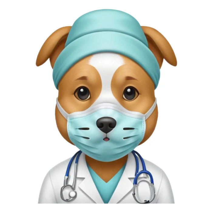 doctor dog wearing medical mask sticker