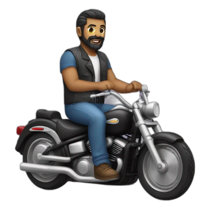 Homme barbue sur une moto américaine  sticker