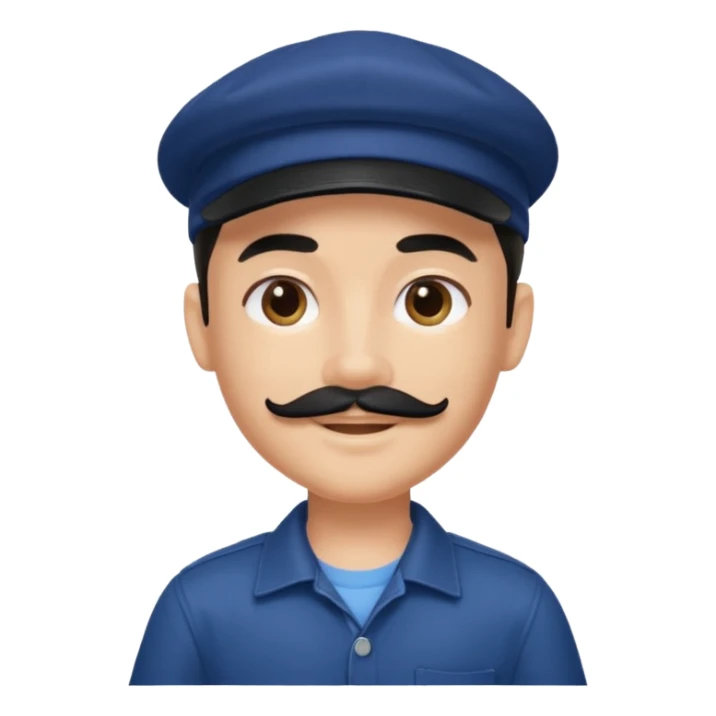 generate a pretty bratz boy wearing a dark blue cap and shirt. 

Mustache- black sticker