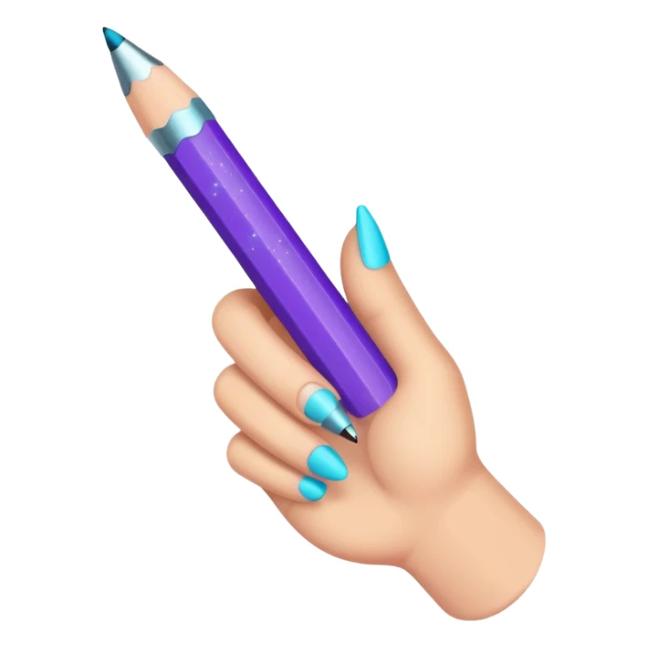 Glitter Purple and Cian pencil hand write  sticker