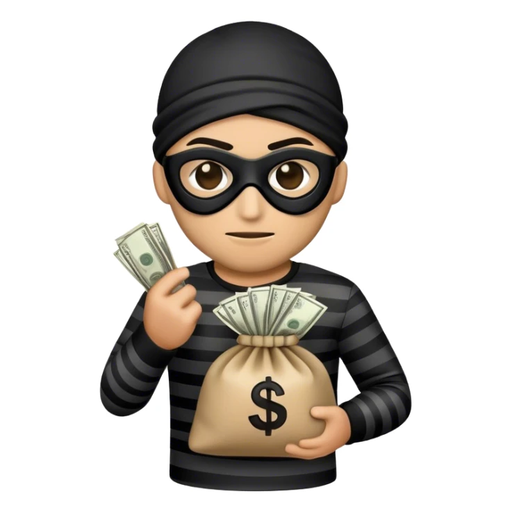 A robber emoji with a bag of money in their hands sticker