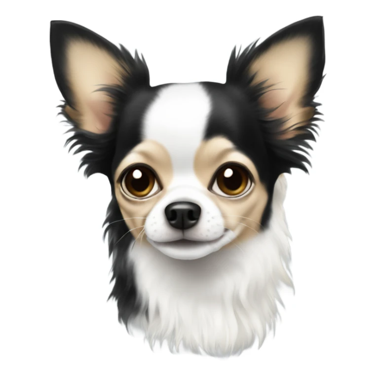 White and black long hair chihuahua  sticker